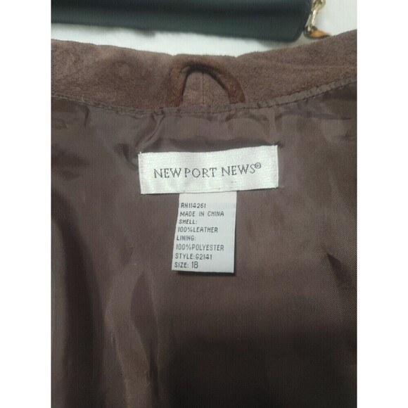 Newport News Suede Leather Jacket Zip Front Western CowGirl Women's 18 Brown 90s - Picture 10 of 16